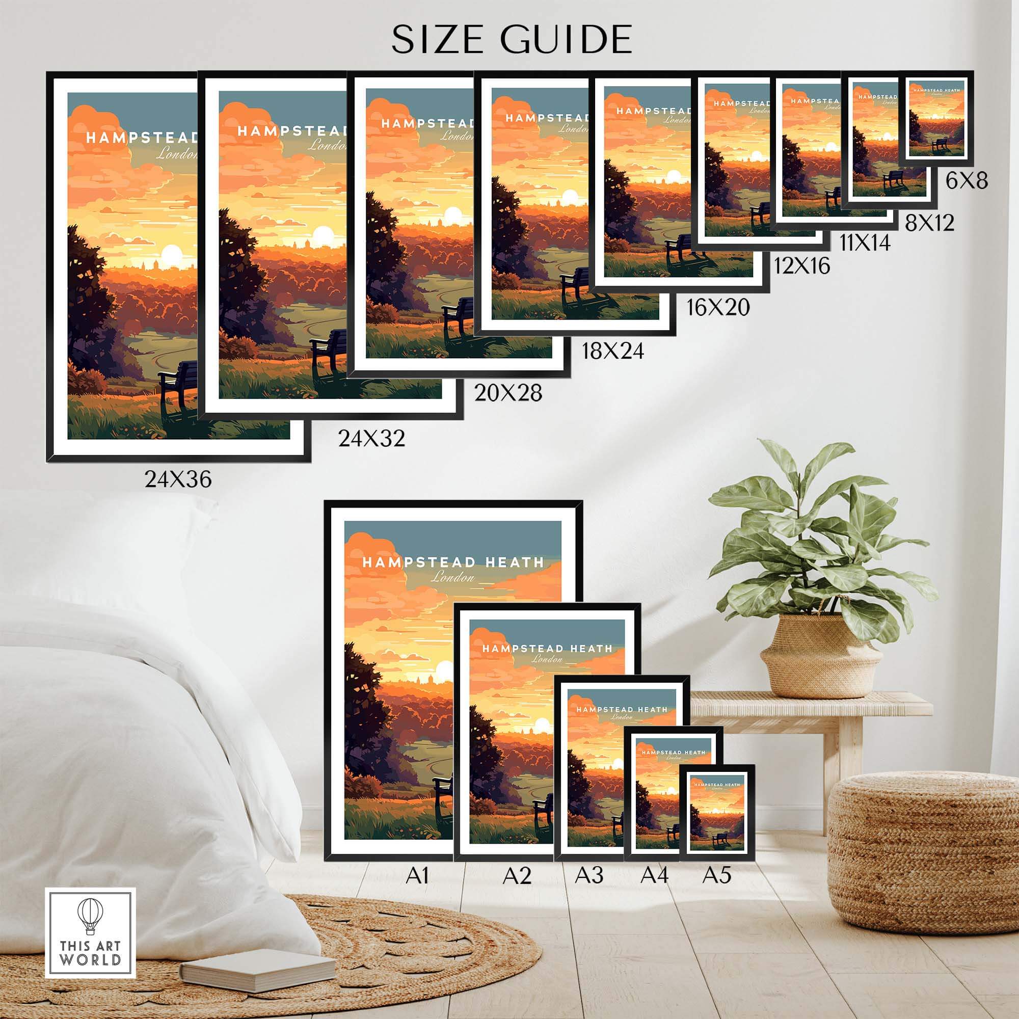 Hampstead Heath Art Print view our best collection or travel posters and prints - ThisArtWorld
