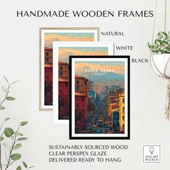 Addis Ababa Ethiopia City Street Poster - Vibrant Urban Wall Art in handmade wooden frames