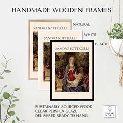 Botticelli Madonna with Saints Bardi Altarpiece Art Print Renaissance Religious Poster framed in handmade wooden frames.
