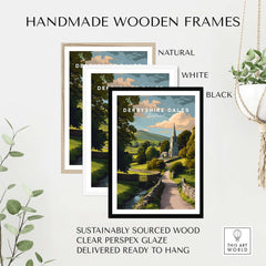 Derbyshire Dales Art Print - English Village Print - Rural Church Art - Peak District Scenery Wall Art in handmade wooden frames