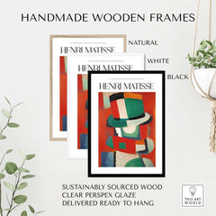 Matisse Art Prints - Abstract Figure with Hat Poster framed in handmade wooden frames in natural, white, and black.