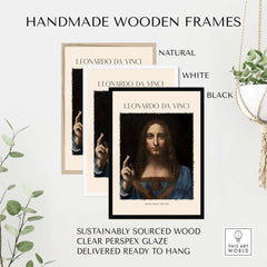 Leonardo da Vinci Salvator Mundi c1500 Portrait of Christ Art Print Poster in handmade wooden frames
