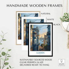 Luanda Poster - Historic Angola Art Print - Portuguese Architecture Wall Art in handmade wooden frames