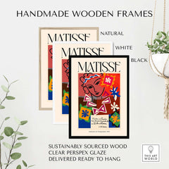 Matisse Art Print Madame de Pompadour 1951 Abstract Collage Poster in handmade wooden frames available in natural, white, and black.