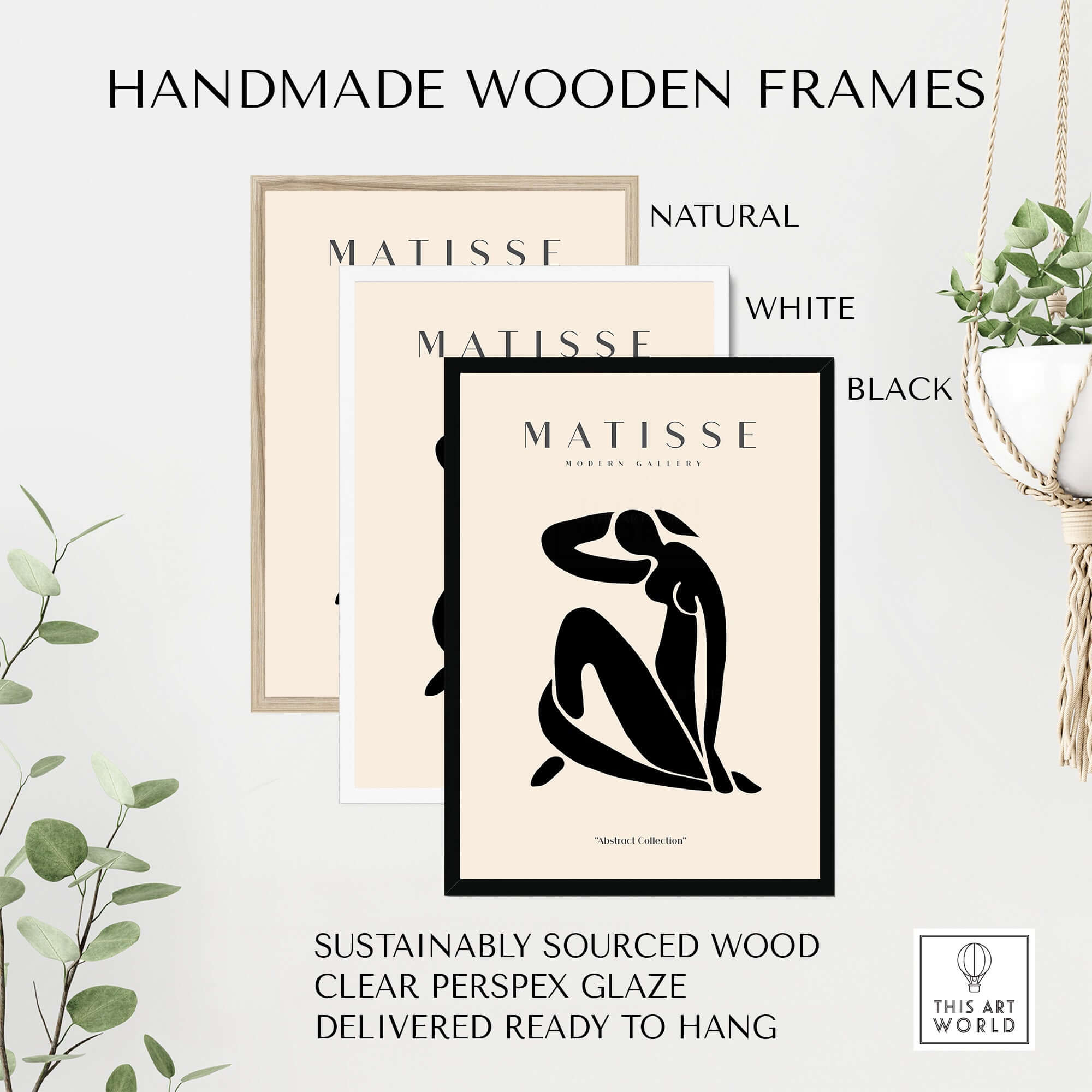 Matisse Art Prints - Figurative Lady Poster Art framed in handmade wooden frames - natural, white, and black options.