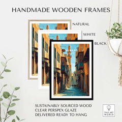 Aleppo Art Print - Syrian Cityscape Poster - Souk Al-Madina Travel Decor - Arabic Wall Art framed in handmade wooden frames
