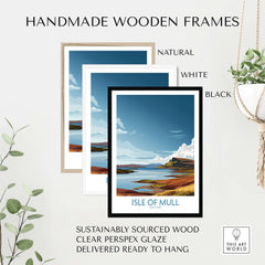 Isle of Mull Scotland Highland Coast Wall Art - Rugged Travel Destination Print in handmade wooden frames.
