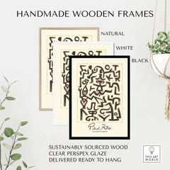 Paul Klee Comedians Handbill Abstract Figures Poster Modern Art Print in handmade wooden frames.