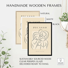Handmade Wooden Frames for Picasso Abstract Couple Lovers Embrace Line Art Figures Poster Modern Gallery Wall Art