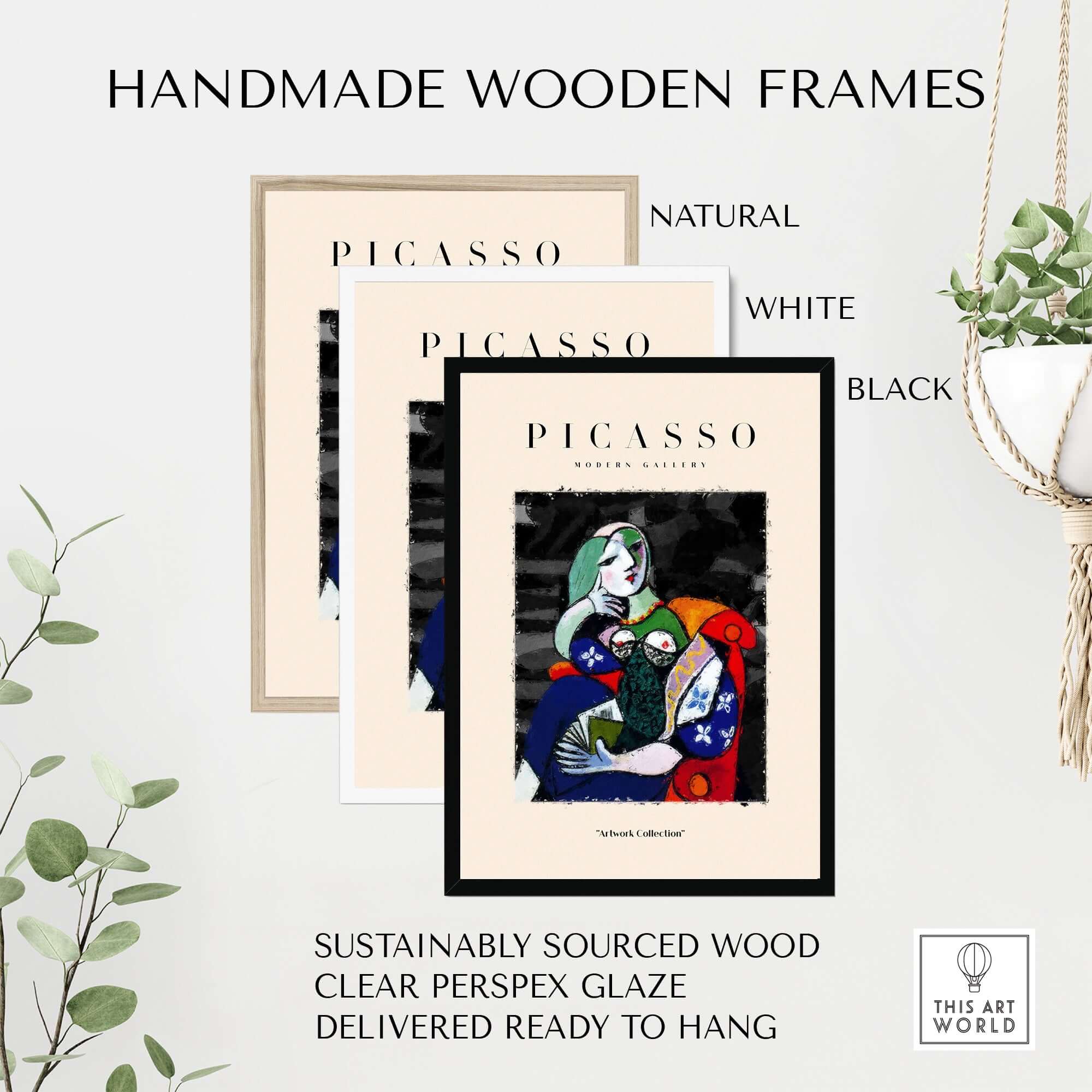 Picasso Seated Woman Reading Abstract Figure Art Print Modern Gallery Artwork Poster in handmade wooden frames