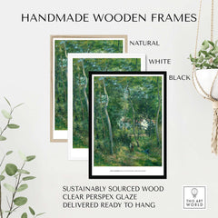 Handmade wooden frames in natural, white, and black finishes for Exhibition Art Print Camille Pissarro Edge of the Woods.
