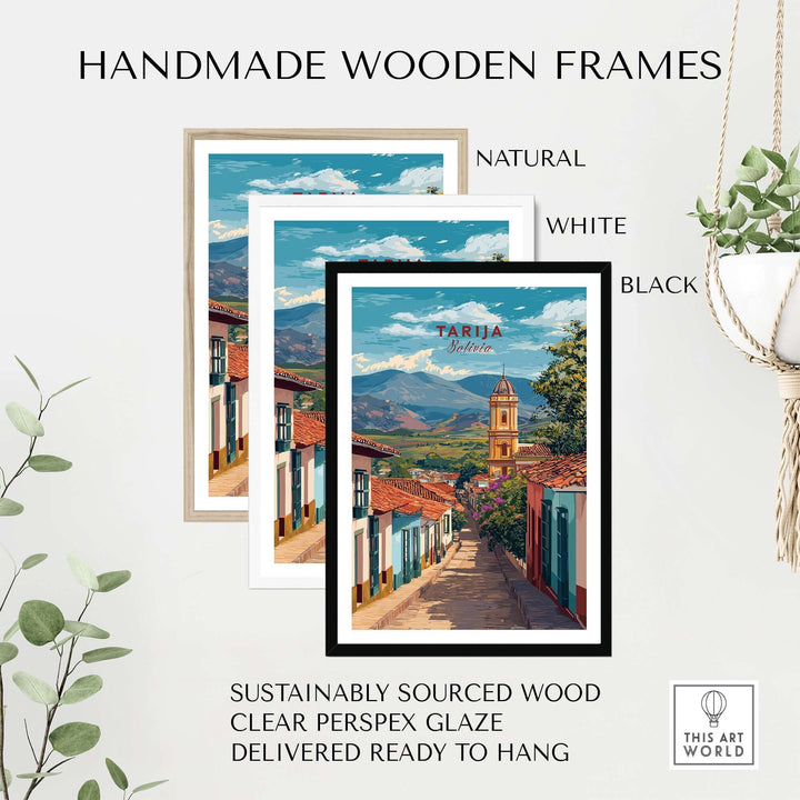Tarija Poster South America Print | Bolivian Wall Decor in handmade wooden frames