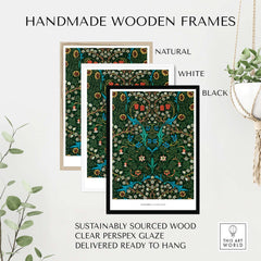 Handmade wooden frames in natural, white, and black for Exhibition Art Print William Morris Tulip Famous Pattern Arts Crafts Floral Poster Wall Art.