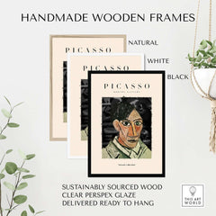 Handmade wooden frames for Picasso Man Portrait Cubist Style Art Print Modern Gallery Artwork Poster Wall Decor.