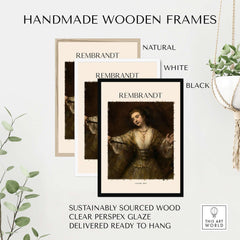 Rembrandt Lucretia 1664 Painting Art Print Baroque Historical Poster Wall Decor with handmade wooden frames