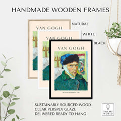Vincent van Gogh Self Portrait Bandaged Ear 1889 Famous Art Print Poster Wall Decor with handmade wooden frames