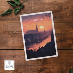 Hanover Wall Art featuring a vibrant sunset over the skyline, perfect for home or office decor.