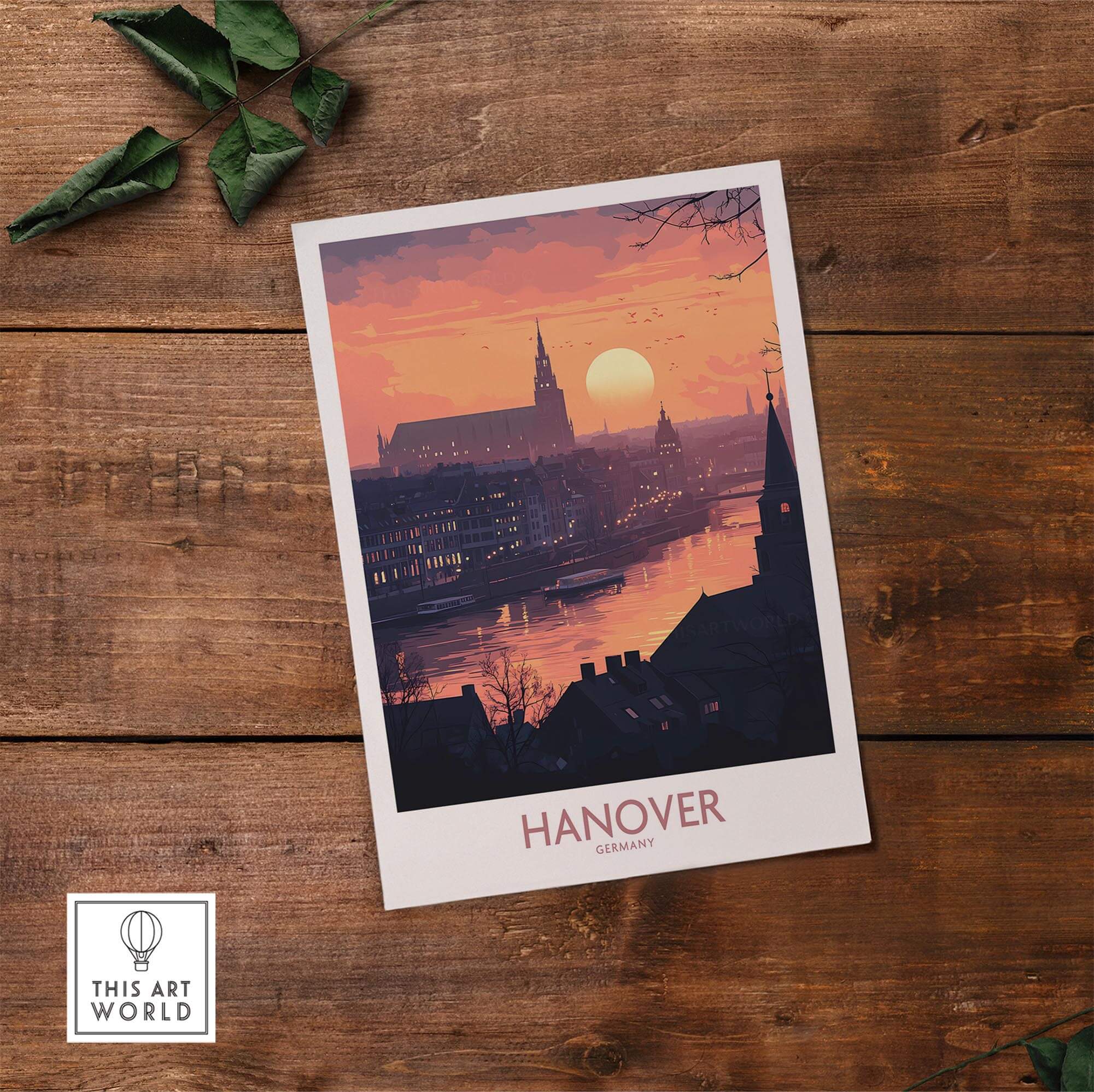 Hanover Wall Art Print showcasing a beautiful sunset over the city, adding warmth to home decor.