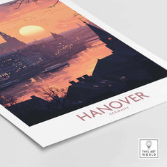 Hanover Wall Art Print featuring a stunning sunset over Hanover, Germany, perfect for adding warmth to your decor.