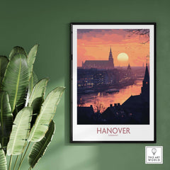 Hanover Wall Art Print showcasing a stunning sunset over Hanover, Germany, perfect for home decor.