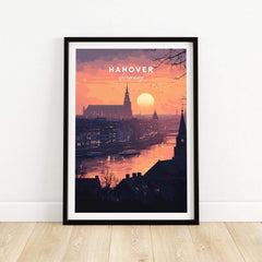 Hanover Wall Art featuring the vibrant sunset over the Hanover skyline in Germany.