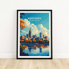 Hartford Print Connecticut skyline poster showcasing the beauty of Hartford, Connecticut.