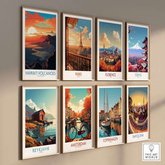 Hawaiʻi Volcanoes Poster, National Park Print, Mountain Wall Decor in a gallery wall display.