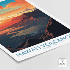 Hawaiʻi Volcanoes Poster, National Park Print, Mountain Wall Decor featuring stunning volcanic scenery and vibrant colors.