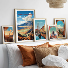 Hawaiʻi Volcanoes Poster, Big Island Hawaii Travel Print, National Park Wall Art displayed in a stylish home setting.