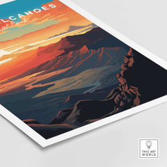Hawaiʻi Volcanoes Sunset Poster, Big Island Hawaii Wall Art, National Park Travel Print