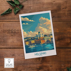Helsinki Travel Poster - Finland showcasing the vibrant city with stunning imagery and Scandinavian charm.