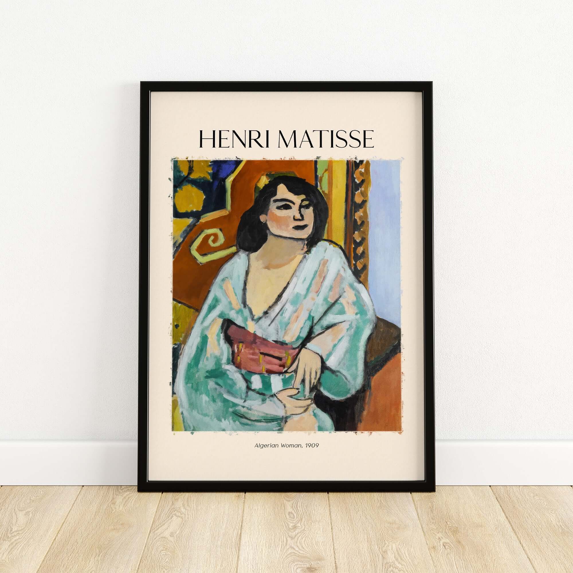 Matisse Poster - Algerian Woman 1909 Fauvist Wall Art Print showcasing a seated figure in vibrant colors.