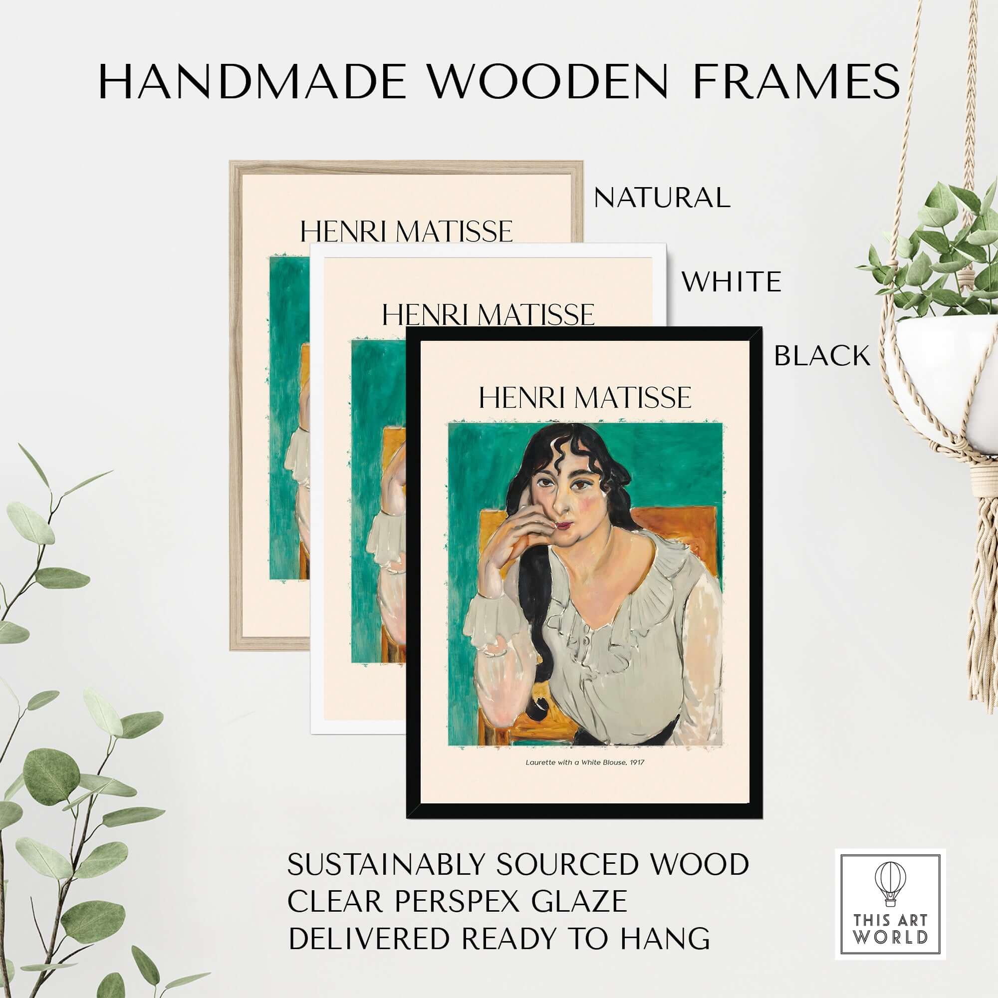 Matisse Poster  - Laurette with a White Blouse 1917 Art Print in handmade wooden frames