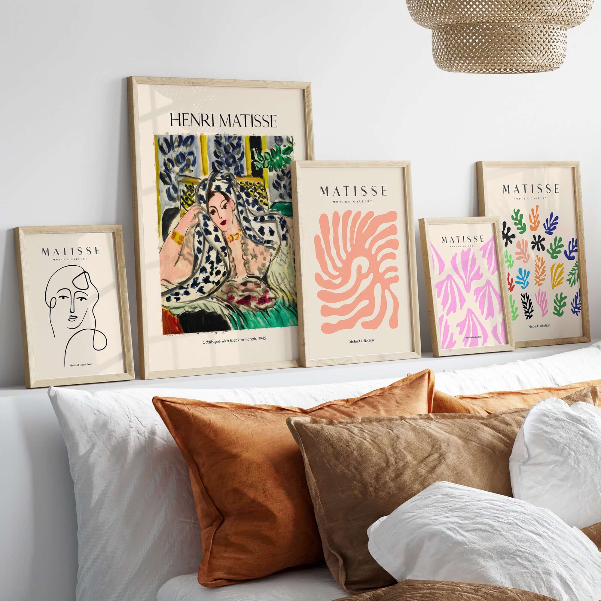 Matisse Poster  - Odalisque with Black Armchair 1942 Art Print displayed on a modern wall with other artwork.