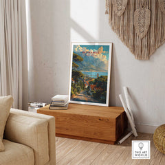 Hermanus Art Print South Africa displayed in a cozy living room setting with natural decor.