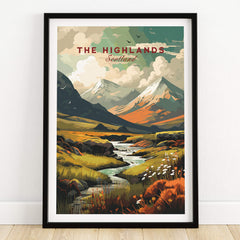 The Highlands Scotland Autumn Valley | Scottish Travel Wall Decor featuring vibrant mountains and serene landscapes.