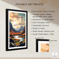 The Highlands Scotland Mountain River Art Print | Glencoe Landscape Poster framed print with professional quality features.