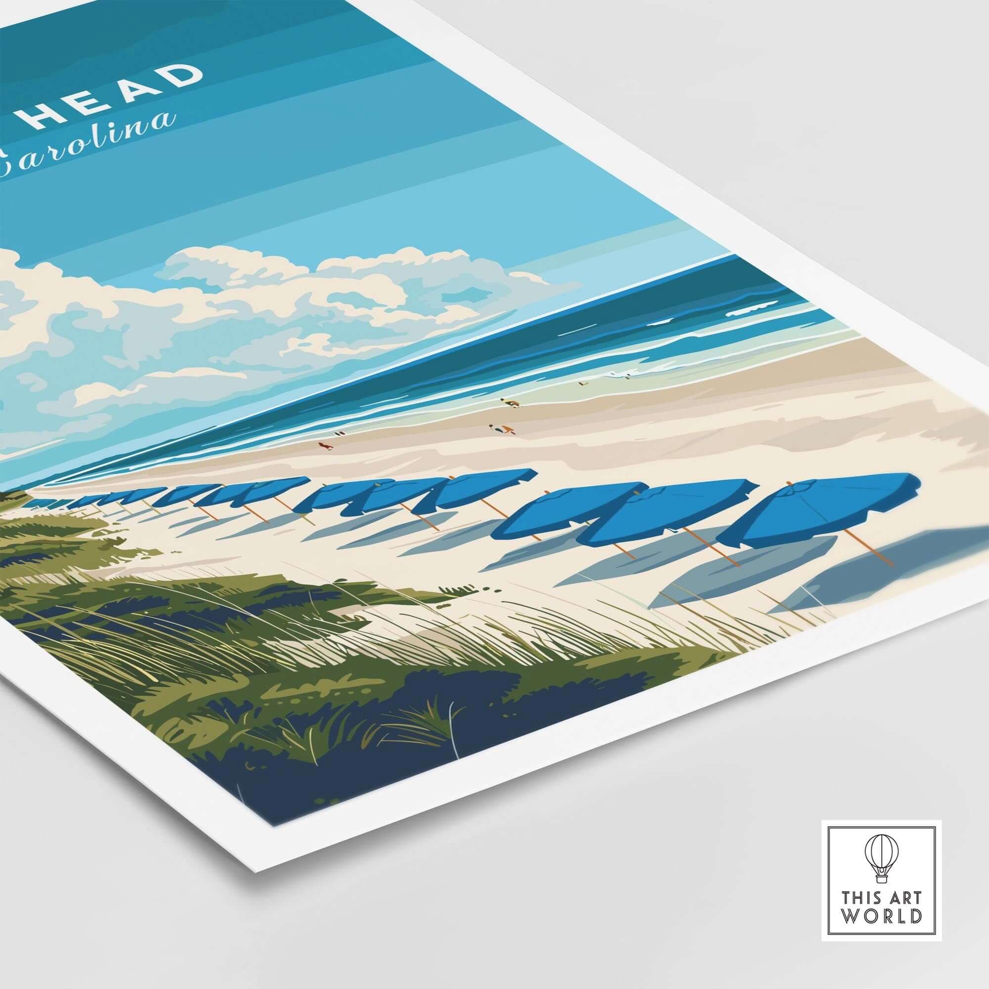 Hilton Head Wall Art Print showcasing serene beach chairs and the Atlantic Ocean in South Carolina.