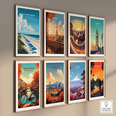 Hilton Head Wall Art Print featuring serene beach and ocean, part of a collection of travel posters.