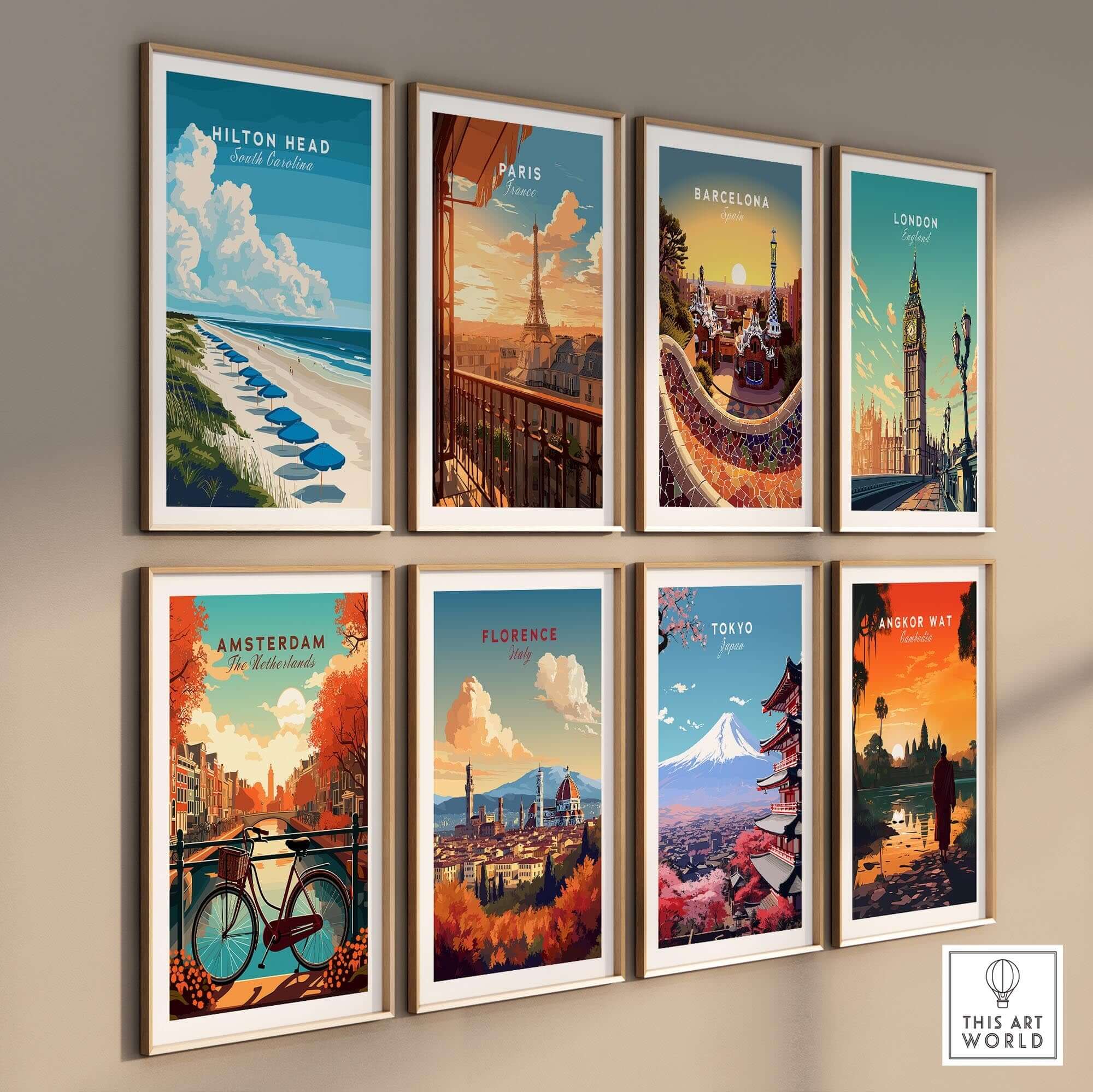 Hilton Head Wall Art Print featuring serene beach and ocean, part of a collection of travel posters.