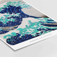 Exhibition Art Print Hokusai The Great Wave off Kanagawa Japanese Ukiyo-e Poster featuring vibrant ocean waves.