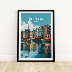 Honfleur Art Print - French Harbor Poster - Normandy Coastal Decor featuring the charming waterfront of Honfleur.