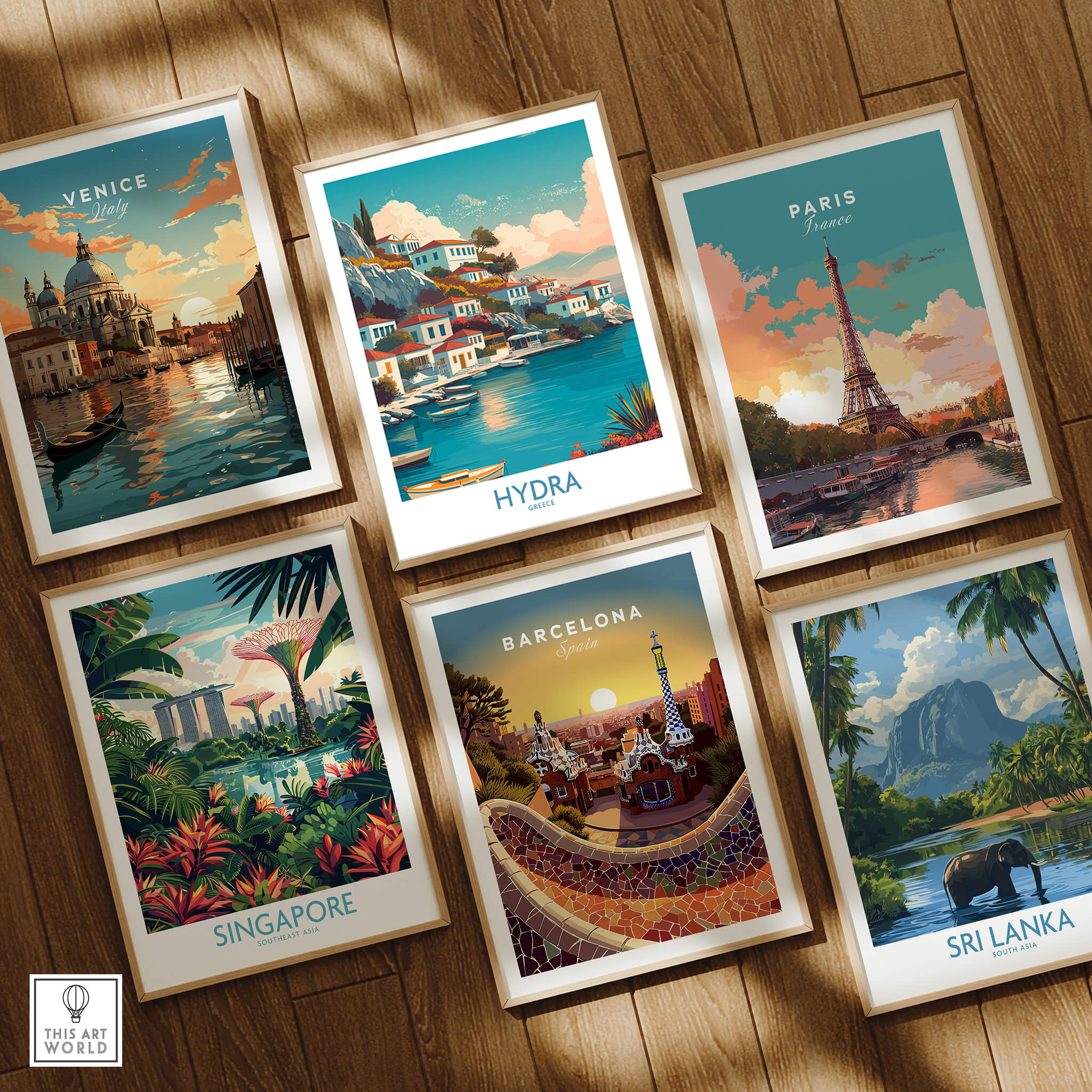 Hydra Greece Canvas Print | Blue Sea & White Architecture Poster collection featuring art prints from various cities.