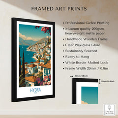 Hydra Greece Poster | Greek Island View Canvas Print framed art print with museum quality and handmade frame