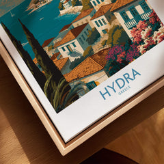 Hydra Greece Poster | Greek Island View Canvas Print featuring vibrant colors and iconic architecture.