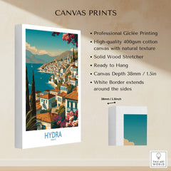 Hydra Greece Poster | Greek Island View Canvas Print showcasing professional Giclée printing and high-quality materials.