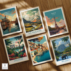 Hydra Greece Travel Poster | Harbor Side Promenade Wall Art Print featured among global travel posters.