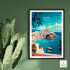 Ibiza Spain Travel Print showcasing the vibrant coastal beauty and culture of Ibiza, bringing a touch of wanderlust to your walls.