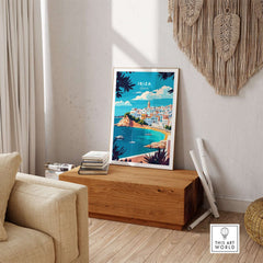 Ibiza Wall Art featuring vibrant colors and scenic beach view, perfect for enhancing any living space.