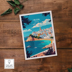 Ibiza Wall Art featuring a picturesque view of Ibiza, Spain with vibrant colors and intricate details.